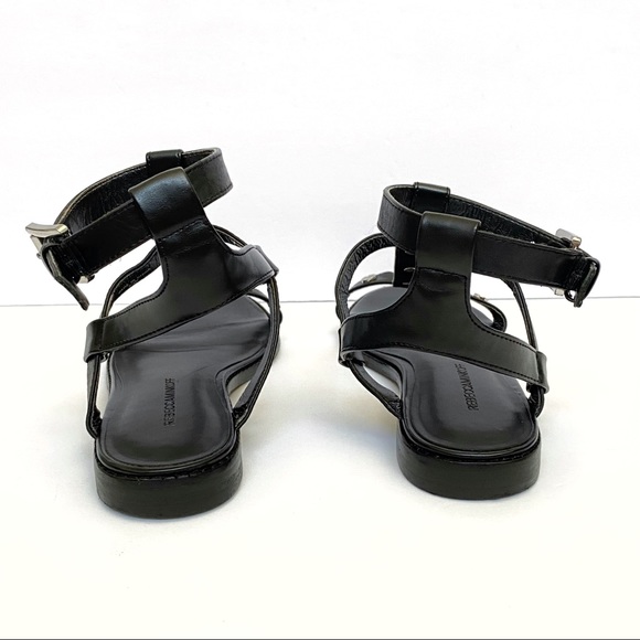 Rebecca Minkoff sandy black leather silver metal stud gladiator T strap sandals - Picture 4 of 10